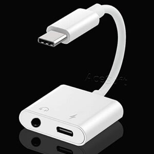 2-port usb-c type c to 3.5mm aux audio charging cord cable dac chip headphone adapter for samsung galaxy note 10+/10 plus smartphone