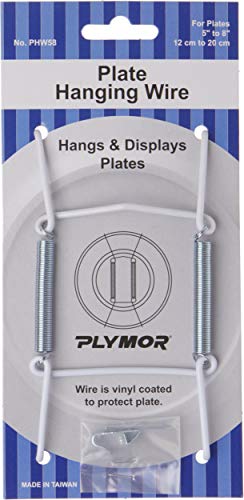 Plymor White Vinyl Finish Mountable Plate Hanger, 4.625" H x 2.5" W x 0.5" D (For Plates 5" - 8"), Pack of 6