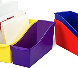 Storex Large Book Bin, Linking Storage Bin, Dry Erase Surface, 14.3 x 7 x 5.3 Inches, STEM Assortment, 30-Pack (70105A06C)