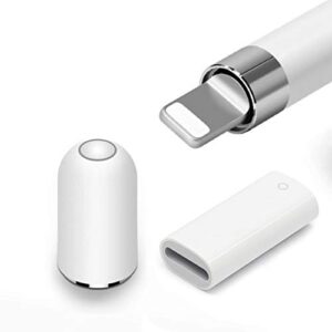 replacement ipencil magnetic replacement caps + charging adapter fits for apple pencil gen 1st,pencil protector cap and charger convertor compatible withapple pencil 1
