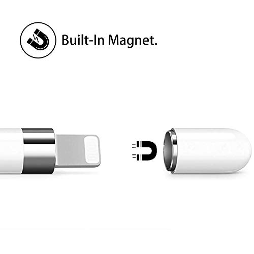 Replacement Ipencil Magnetic Replacement Caps + Charging Adapter Fits for Apple Pencil Gen 1st,Pencil Protector Cap and Charger Convertor Compatible withApple Pencil 1