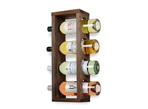 rustic state sonoma wall mounted wood vertical wine rack holder storage shelf organizer for 4 bottles - home, kitchen, dining room bar décor - walnut