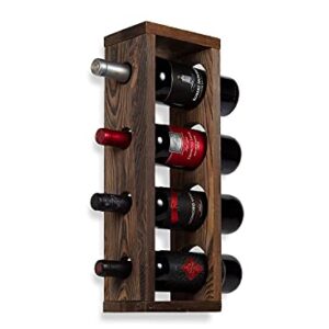 Rustic State Sonoma Wall Mounted Wood Vertical Wine Rack Holder Storage Shelf Organizer for 4 Bottles - Home, Kitchen, Dining Room Bar Décor - Walnut