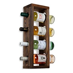 Rustic State Sonoma Wall Mounted Wood Vertical Wine Rack Holder Storage Shelf Organizer for 4 Bottles - Home, Kitchen, Dining Room Bar Décor - Walnut