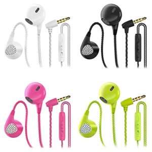 cbggq headphones heavy bass stereo earphones earbuds noise isolating tangle free headsets in ear headphones with remote & microphone,for ios and android,laptops,gaming(black+white+pink+green 4 pack)