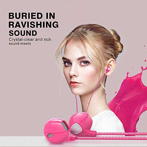 CBGGQ Headphones Heavy Bass Stereo Earphones Earbuds Noise Isolating Tangle Free Headsets in Ear Headphones with Remote & Microphone,for iOS and Android,Laptops,Gaming(Black+White+Pink+Green 4 Pack)