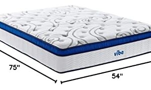 Vibe Quilted Gel Memory Foam and Innerspring Hybrid Pillow Top 12-Inch Mattress | CertiPUR-US Certified | Bed-in-a-Box Full