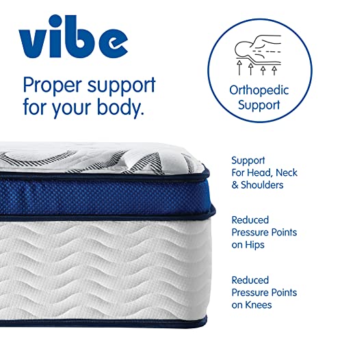 Vibe Quilted Gel Memory Foam and Innerspring Hybrid Pillow Top 12-Inch Mattress | CertiPUR-US Certified | Bed-in-a-Box Full