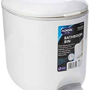 Addis Premium Deluxe Bathroom Pedal Bin with Inner, 3.5 Litre, White Grey, 29 x 18.5 x 23cm