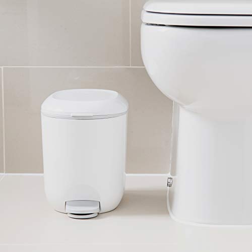 Addis Premium Deluxe Bathroom Pedal Bin with Inner, 3.5 Litre, White Grey, 29 x 18.5 x 23cm