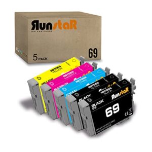 run star 5 pack 69 remanufactured ink cartridge replacement for epson 69 t069 for stylus cx5000 cx9400 cx8400 cx6000 cx7400 nx110 nx400 nx410 nx415 workforce wf 30 1100 610 printer (2bk/1c/1y/1m)