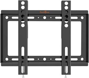 perlegear low profile fixed tv wall mount bracket for most 17-42 inch led lcd oled flat curved screen tvs, ultra slim and space saving tv mount with max vesa 200 x 200mm and 66 lbs, fits 8 inch studs
