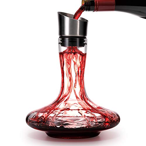 Wine Decanter Built-in Aerator Pourer, Wine Carafe Red Wine Decanter,100% Lead-free Crystal Glass, Wine Hand-held Aerator, Wine Gift, Wine Accessories