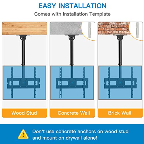 PERLESMITH Ceiling TV Mount, Hanging Full Motion TV Mount Bracket Fits Most 26-55 inch LCD LED OLED 4K TVs, Flat Screen Displays, TV Pole Mount Holds up to 99lbs, Max VESA 400x400mm, PSCM2