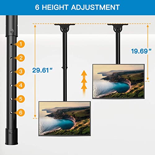 PERLESMITH Ceiling TV Mount, Hanging Full Motion TV Mount Bracket Fits Most 26-55 inch LCD LED OLED 4K TVs, Flat Screen Displays, TV Pole Mount Holds up to 99lbs, Max VESA 400x400mm, PSCM2