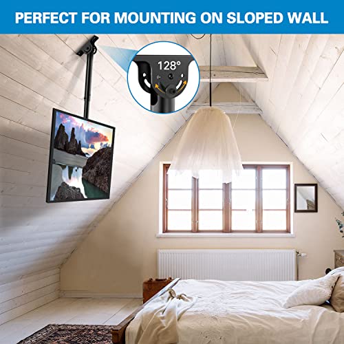 PERLESMITH Ceiling TV Mount, Hanging Full Motion TV Mount Bracket Fits Most 26-55 inch LCD LED OLED 4K TVs, Flat Screen Displays, TV Pole Mount Holds up to 99lbs, Max VESA 400x400mm, PSCM2