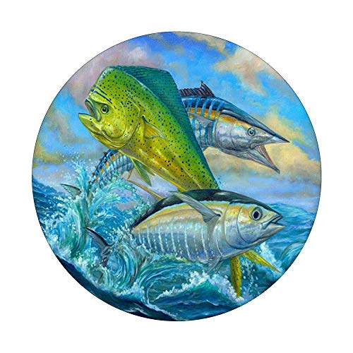 3 Mahi Mahi Fish Blue Water Sea Life for lover fishing Gift PopSockets PopGrip: Swappable Grip for Phones & Tablets