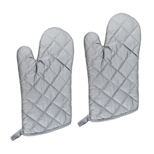 New Star Foodservice 1028652 Interwoven Cloth/Silicone Oven Mitts, up to 400F, 13-Inch, Set of 2