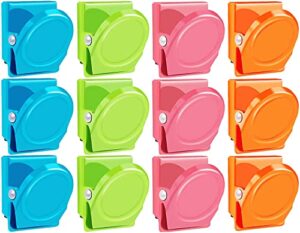 bamlue 12 pieces fridge magnet clips, refrigerator whiteboard wall fridge memo note paper clips, colored heavy duty metal magnetic clip for photos, pictures, papers on home & office & teaching