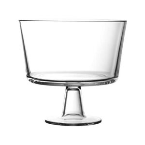 royalty art european trifle bowl with pedestal, round dessert display stand for laying cakes, pastries or baked goods, modern design with crystal-clear glass, x quart