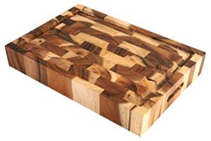 villa acacia large wood cutting board with juice groove, 2.5 inch thick, 17x12 inch end grain block