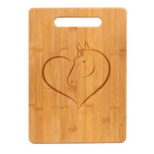 bamboo wood cutting board heart horse