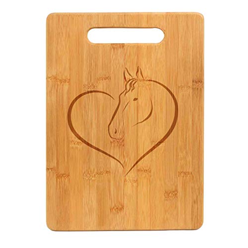 Bamboo Wood Cutting Board Heart Horse