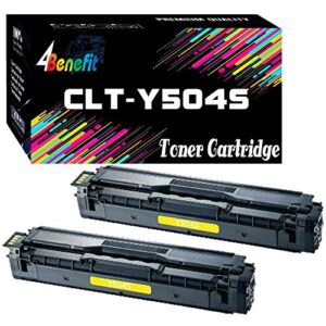 (2-pack) 4benefit compatible replacement 504s clt-504s yellow toner cartridge made for samsung xpress c1810w c1860fw clp-415nw clp-470 clp-475 clx-4195 clx-4195fn 4195fw printer (2-yellow clt-y504s)