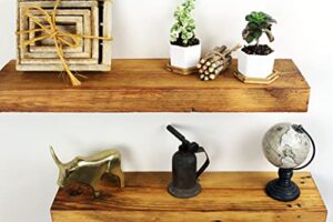 modern timber craft reclaimed wood wall shelves | rustic wall decor | set of 2 (24" x 6") | easy-to-install hardware included (oiled)