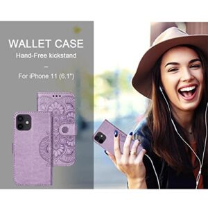 Ateeky iPhone 11 Wallet Case, [Stand Feature] Protective PU Leather Flip Cover with Credit Card Slot[Side Cash Pocket][Magnetic Closure] (Purple)