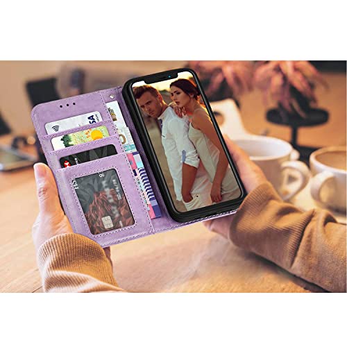 Ateeky iPhone 11 Wallet Case, [Stand Feature] Protective PU Leather Flip Cover with Credit Card Slot[Side Cash Pocket][Magnetic Closure] (Purple)