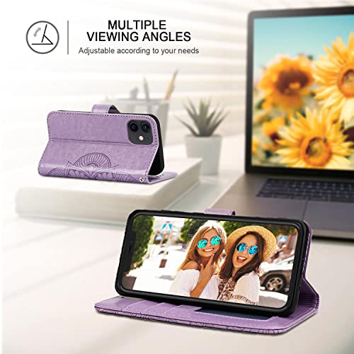 Ateeky iPhone 11 Wallet Case, [Stand Feature] Protective PU Leather Flip Cover with Credit Card Slot[Side Cash Pocket][Magnetic Closure] (Purple)