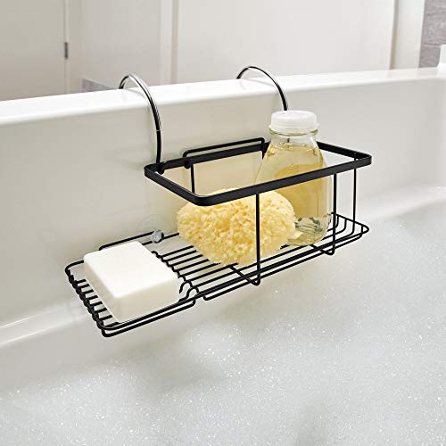 iDesign Metal Over the Bath Caddy Basket, The Everett Collection – 12.08” x 10.2” x 6.64”, Matte Black