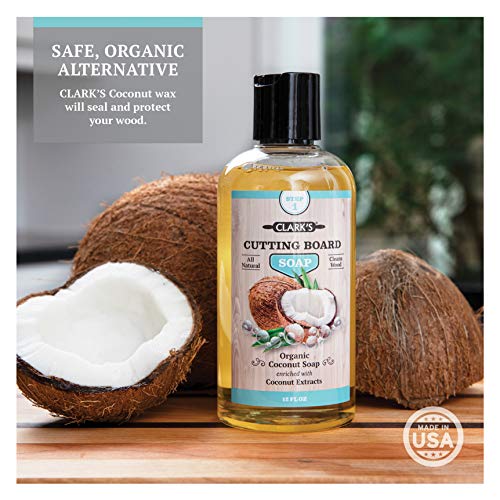 CLARK'S Cutting Board Refined Coconut Soap - Plant Based Food Safe Castile Soap for Countertops, Butcher Blocks, Bamboo, and Utensils - Cleans and Restores Wood - Use Before Food Grade Mineral Oil