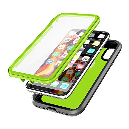 ImpactStrong iPhone X/iPhone Xs Case, Ultra Protective Case with Built-in Clear Screen Protector Full Body Cover for iPhone X/iPhone Xs (Lime Green)