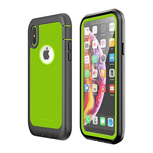 ImpactStrong iPhone X/iPhone Xs Case, Ultra Protective Case with Built-in Clear Screen Protector Full Body Cover for iPhone X/iPhone Xs (Lime Green)