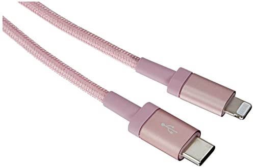 Amazon Basics Nylon Braided USB-C to Lightning Cable, MFi Certified Charger for iPhone 14 13 12 11 X Xs Pro, Pro Max, Plus, iPad, Rose Gold, 3-Foot