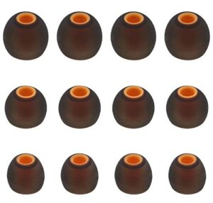 alxcd replacement ear tips with 3.8mm connect hole, s m l 3 sizes soft silicon earbud tips, fit for most in-ear headphone sony senso akg sennheiser etc. 6 pairs, black orange
