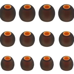 ALXCD Replacement Ear Tips with 3.8mm Connect Hole, S M L 3 Sizes Soft Silicon Earbud Tips, Fit for Most in-Ear Headphone Sony Senso AKG Sennheiser etc. 6 Pairs, Black Orange