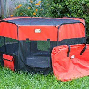 Armarkat Model PP002R-XL Portable Pet Playpen in Black and Red Combo, XL