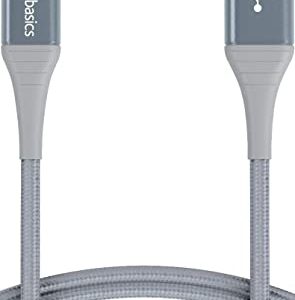 Amazon Basics USB-C to Lightning Charger Cable, Nylon Braided Cord, MFi Certified Charger for Apple iPhone 14 13 12 11 X Xs Pro, Pro Max, Plus, iPad, 10,000 Bend Lifespan, 6 Foot, Dark Gray