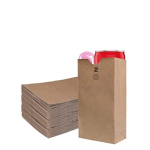 ecoquality 100 mini brown kraft paper bag (2 lb) small - paper lunch bags, small snacks, gift bags, grocery, merchandise, party bags (4 5/16" x 2 7/16" x 7 7/8") (2 pound capacity)