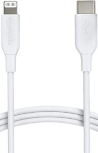 amazon basics usb-c to lightning abs charger cable, mfi certified charger for apple iphone 14 13 12 11 x xs pro, pro max, plus, ipad, 3 foot, white
