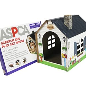 ASPCA Cardboard Cat House Hideaway Playhouse with Cat Scratcher Scratching Pad 19"L x 13"W x 17"H