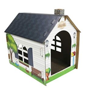 ASPCA Cardboard Cat House Hideaway Playhouse with Cat Scratcher Scratching Pad 19"L x 13"W x 17"H