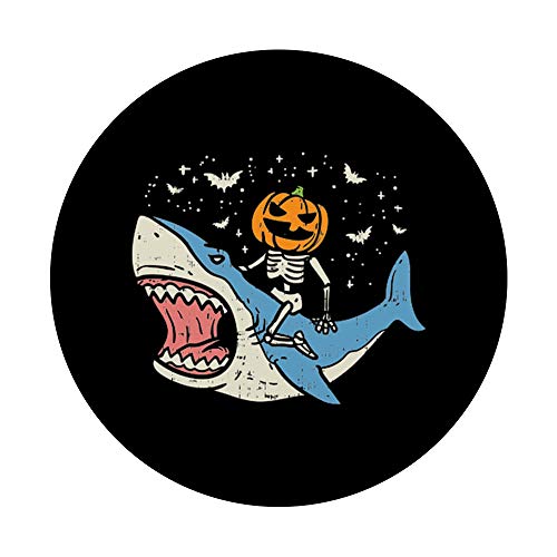 Pumpkin Skeleton Riding Shark Bats Halloween Costume Kids PopSockets PopGrip: Swappable Grip for Phones & Tablets