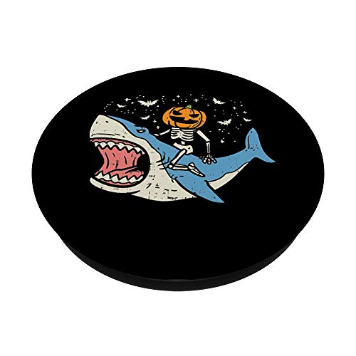 Pumpkin Skeleton Riding Shark Bats Halloween Costume Kids PopSockets PopGrip: Swappable Grip for Phones & Tablets