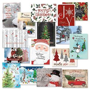 classic christmas card assortments - holiday greeting cards, set of 32, large 5" x 7", sentiments inside, envelopes included