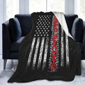drag racing american flag ultra soft flannel fleece all season light weight living room/bedroom warm blanket