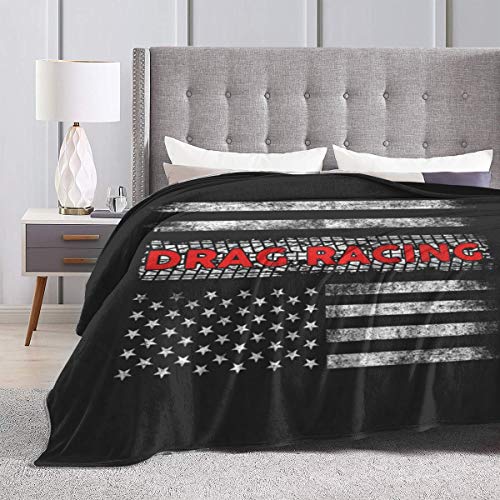 Drag Racing American Flag Ultra Soft Flannel Fleece All Season Light Weight Living Room/Bedroom Warm Blanket